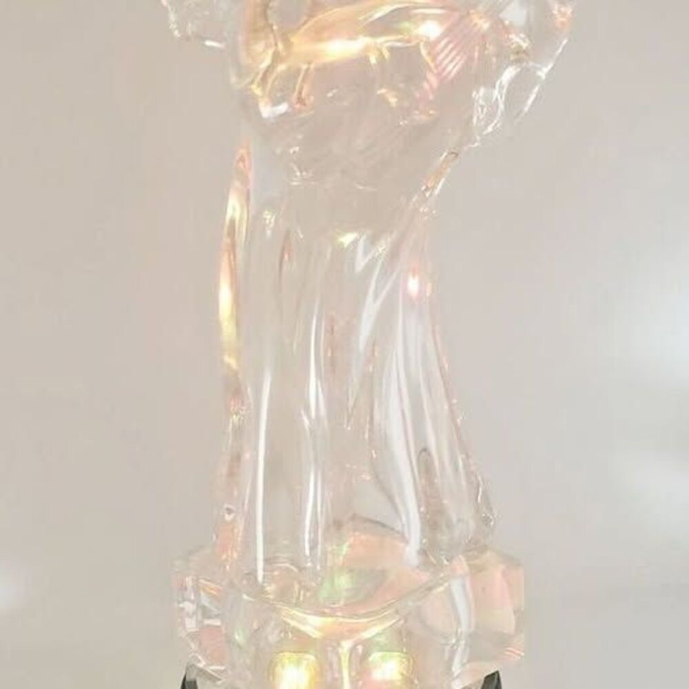 Vintage Mikasa Lead Crystal Angel Figurine, Herald Collection Harp Player, 8.5"